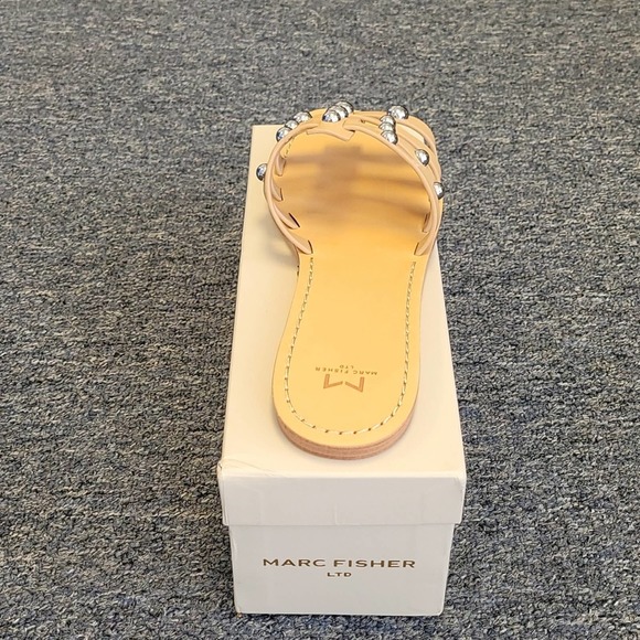 NEW IN BOX Marc Fisher Pava Natural Tan Leather Flat Slide Sandal sz 11 - Picture 3 of 7